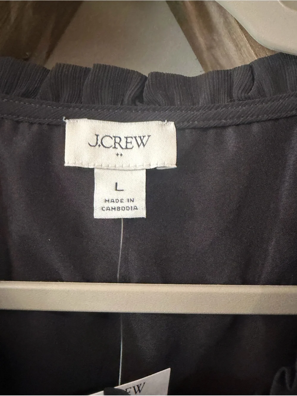NWT J. Crew Factory black short-sleeve ruffleneck top. Size large. - Picture 5 of 7